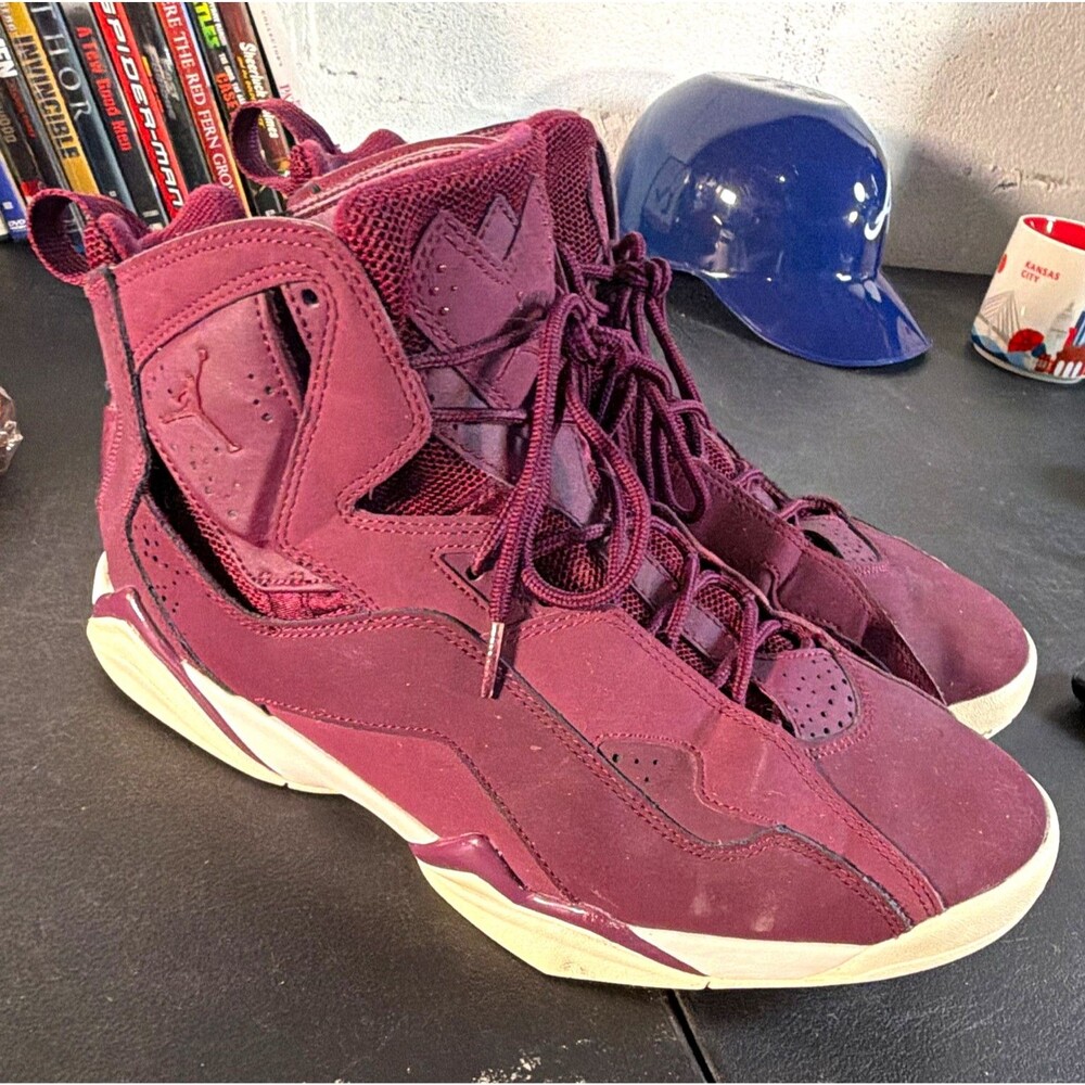 Jordan Burgundy High Top Basketball Sneakers Men's Lace-Up Rubber Sole